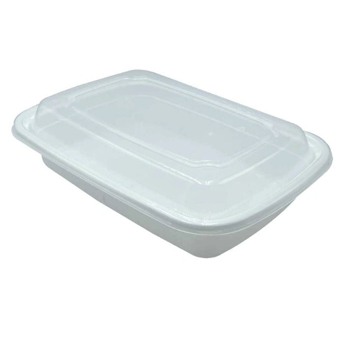 48 Oz Rectangle Plastic Combo Containers for Meal Prep, Catering, Restaurants | Microwave-Safe Stackable Containers, 100/Case – product photo