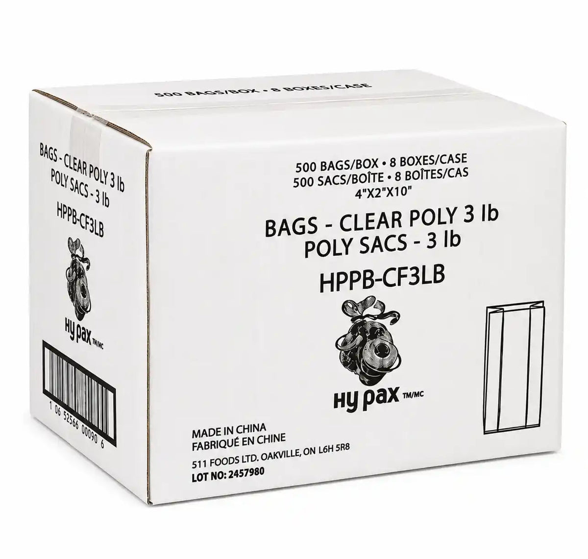 3 LB Poly Bags, Food Safe Packaging Bags for Produce, Bakery & Grocery Storage (500/Case) – product photo