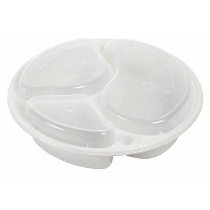 Round 48 Oz 3 Compartment White Base Combo Food Containers, 150/Case – product photo