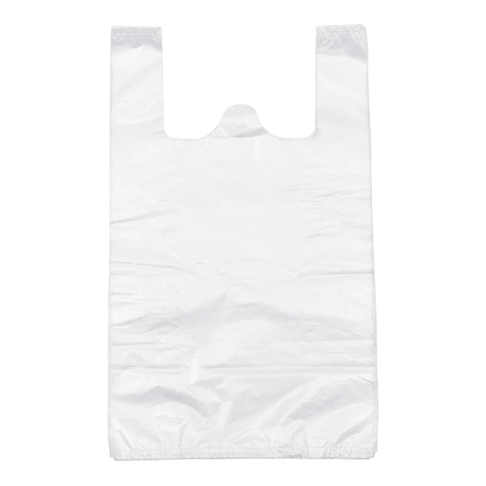 S2 White Plastic T Shirt Shopping Bags Lightweight Carry Bags for Retail, Grocery & Convenience Stores – product photo