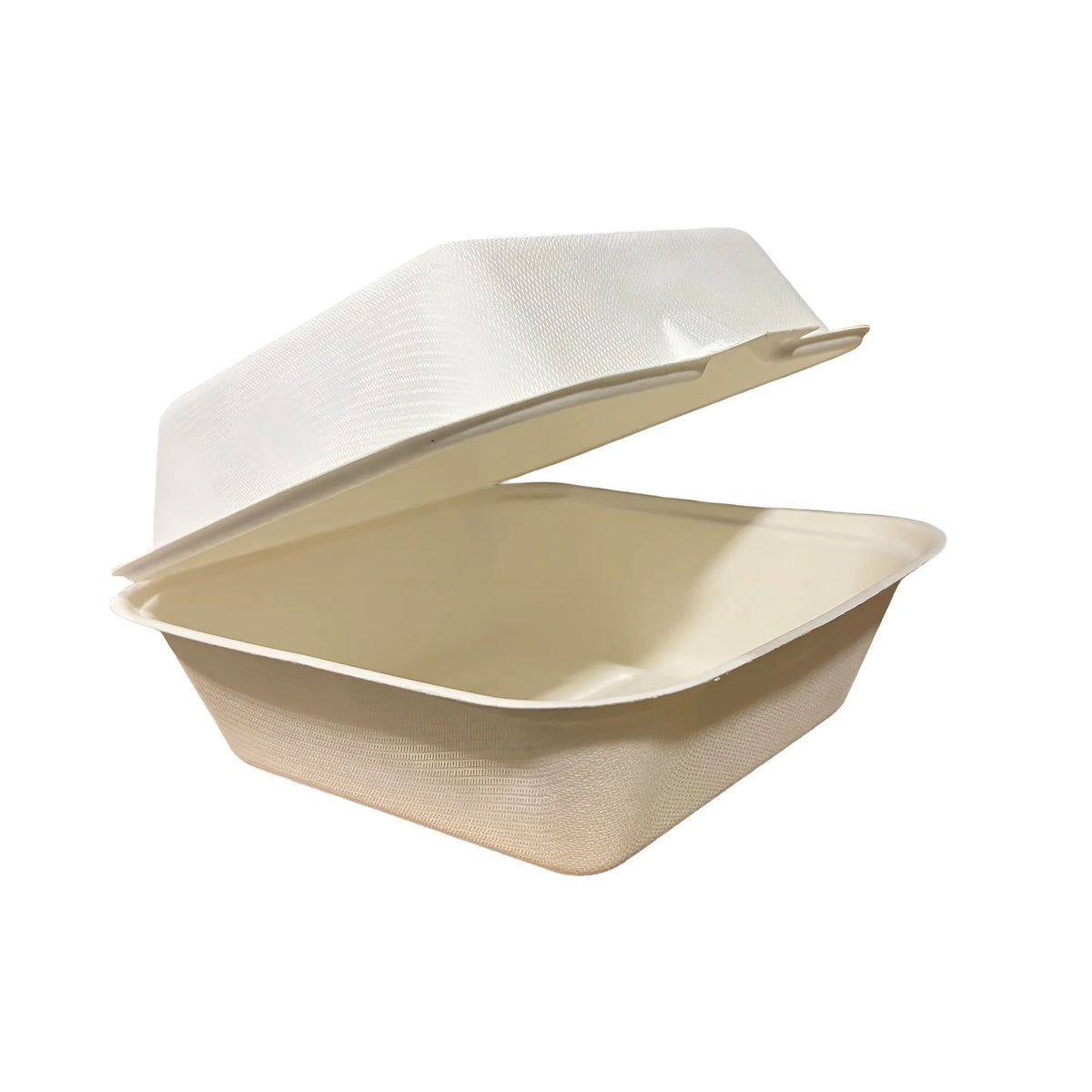 6 x 6 x 3 Bagasse Clamshell Containers for Snacks, Meals, Burgers, Sides & Takeout (400/Case) | ECOZOE – product photo