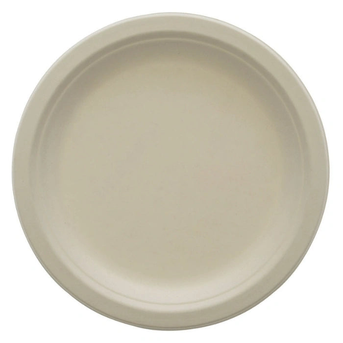 9" Round Eco-Friendly Bagasse Plates Disposable Dinner Plates, Heavy Duty Biodegradable Party & Catering Plates (500/Case) | ECOZAT – product photo