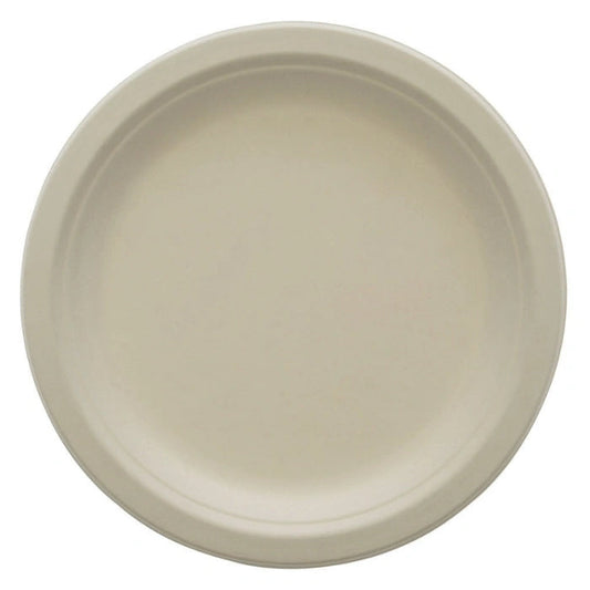 9" Round Eco-Friendly Bagasse Plates Disposable Dinner Plates, Heavy Duty Biodegradable Party & Catering Plates (500/Case) | ECOZAT – product photo