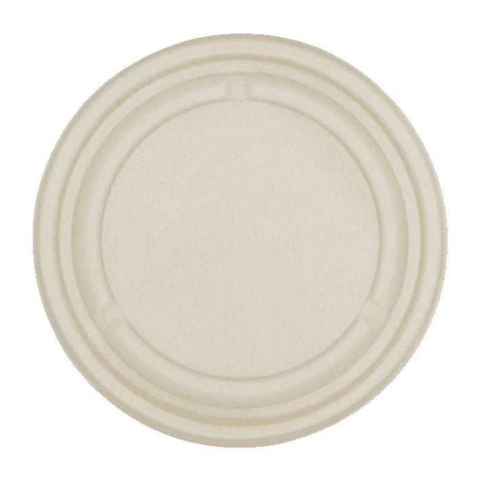 32 Oz Bagasse Round Salad Bowl Flat Lids Disposable Food Container Lids for Takeout, Catering & Food Delivery (300/Case) | ECOZOE – product photo