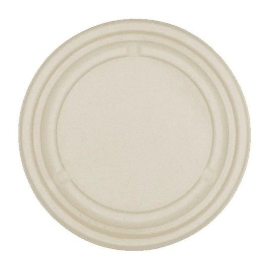 32 Oz Bagasse Round Salad Bowl Flat Lids Disposable Food Container Lids for Takeout, Catering & Food Delivery (300/Case) | ECOZOE – product photo