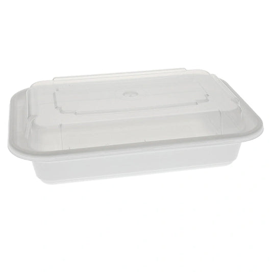 12 Oz Rectangular White Plastic Combo Container | Microwave-Safe Containers for Restaurants & Catering 150/Case – product photo