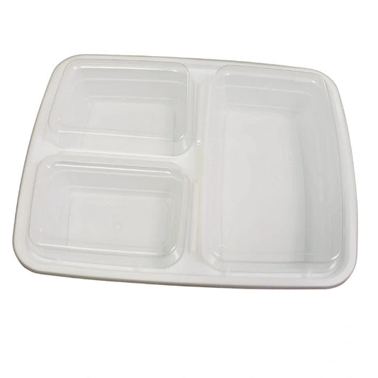 39 Oz Rectangular 3 Compartment White Base Combo Containers, 150/Case – product photo