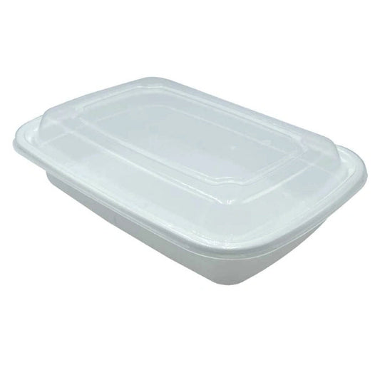 48 Oz Rectangle Plastic Combo Containers for Meal Prep, Catering, Restaurants | Microwave-Safe Stackable Containers, 100/Case – product photo