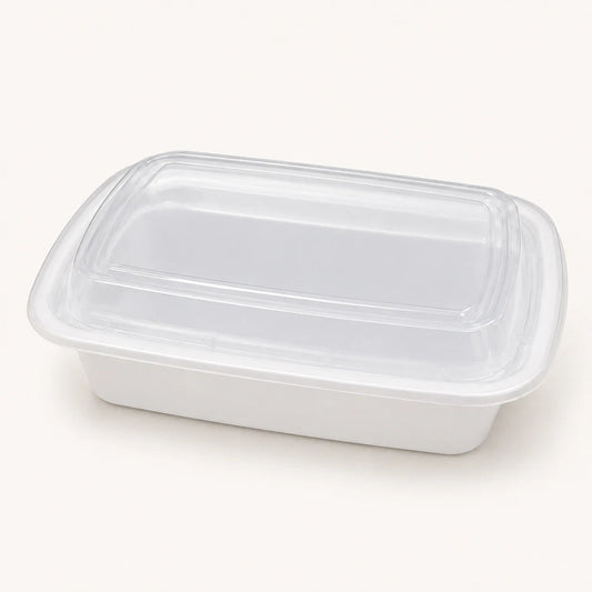 24 Oz Rectangular White Base Combo Container for Disposable Food Storage, 150/Case – product photo
