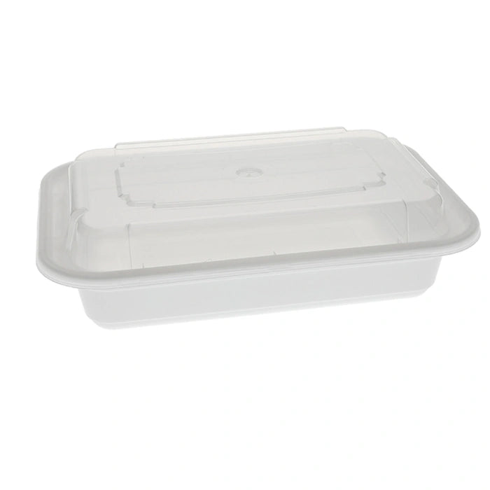 28 Oz Rectangular White Combo Container | Disposable Food Container, Takeout Box, Leakproof, 150/Case – product photo
