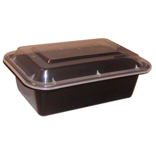 58 Oz Rectangular Black Base Combo Container for Disposable Food Storage, 150/Case – product photo