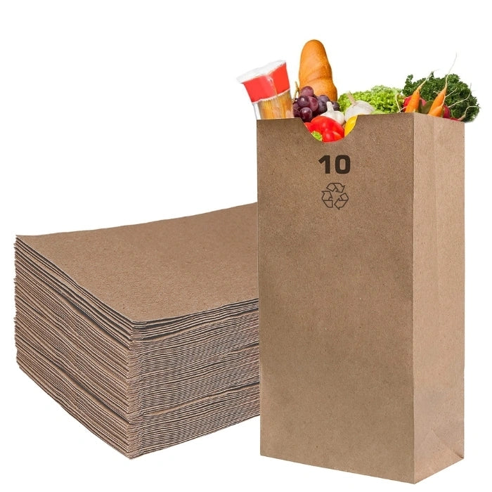 10 LB Brown/Kraft Paper Bags #10 Size Heavy Duty Grocery & Takeout Bags for Restaurants, Retail & Food Service Made in Canada 500/Case – product photo