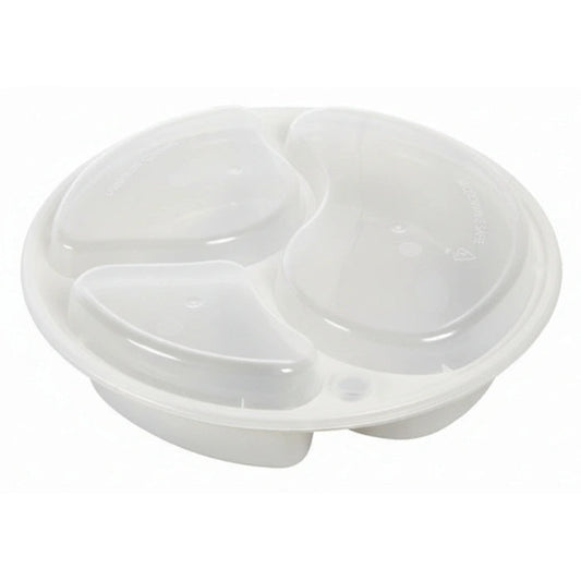 Round 48 Oz 3 Compartment White Base Combo Food Containers, 150/Case – product photo