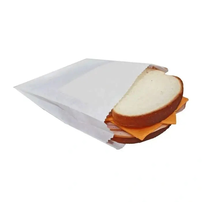 6 x 2 x 9 Jumbo White Grease Proof Sandwich Bags for Sandwiches, Wraps, Pastries & Bakery Items Oil Resistant 1000/Case – product photo