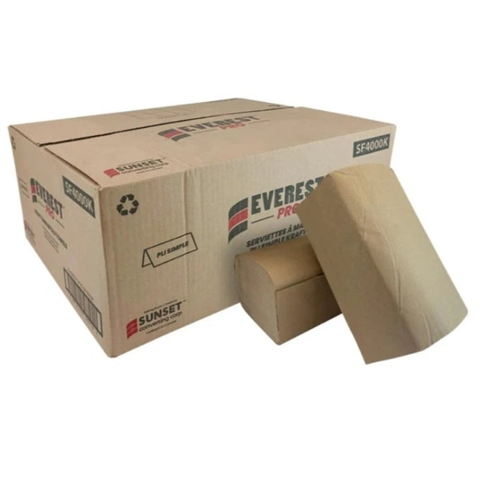 Kraft Single Fold Paper Towels, Commercial Hand Towels for Restrooms & Kitchens 4000/Case | EVEREST PRO – product photo