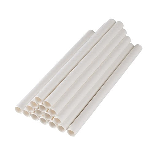 10" Jumbo White Paper Straws, 12mm Diameter Eco-Friendly Drinking Straws for Juices & Smoothies (250/Box) – product photo