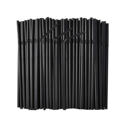 6" Black Plastic Straws, 6mm Diameter for Juice, Soda & Cold Drinks (200/Case) – product photo