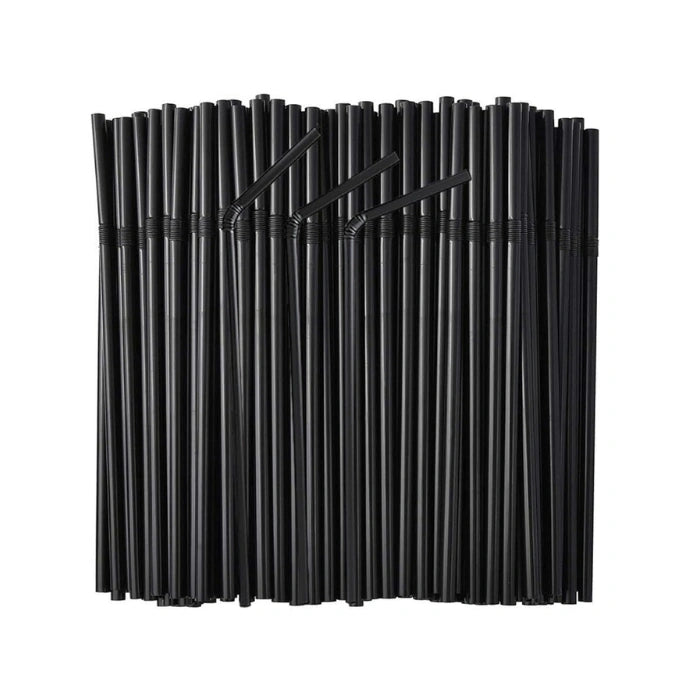 6" Black Plastic Straws, 6mm Diameter for Juice, Soda & Cold Drinks (200/Case) – product photo