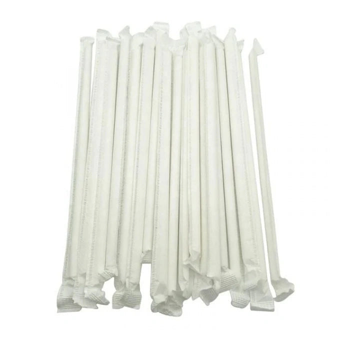 8" White Paper Straws, 8mm Dia Eco-Friendly Biodegradable Drinking Straws for Juice, Shakes & Beverages (250/Box) – product photo