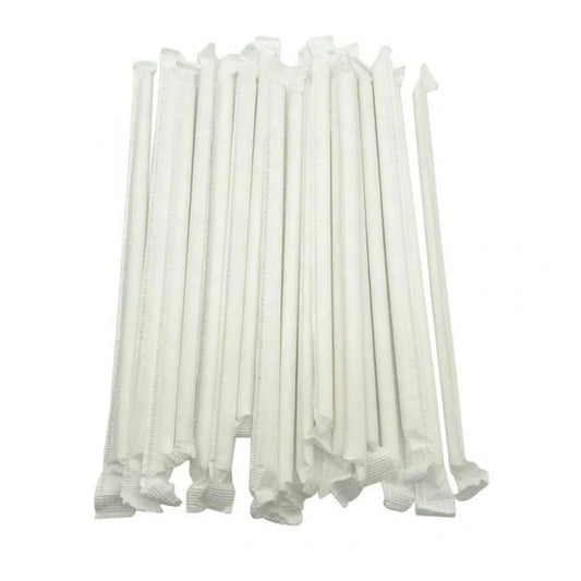 8" White Paper Straws, 8mm Dia Eco-Friendly Biodegradable Drinking Straws for Juice, Shakes & Beverages (250/Box) – product photo