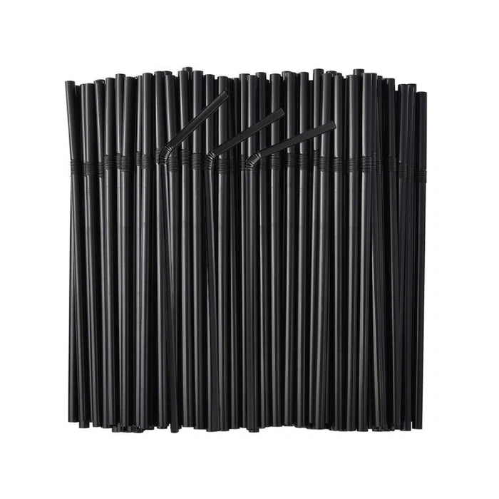 8" Black Plastic Straws, 6mm Dia Disposable Drinking Straws for Restaurants, Cafes & Takeaway (500/Case) – product photo