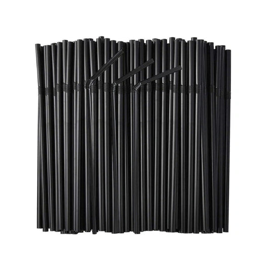 8" Black Plastic Straws, 6mm Dia Disposable Drinking Straws for Restaurants, Cafes & Takeaway (500/Case) – product photo
