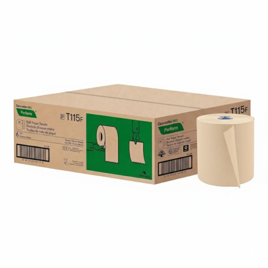 Kraft Paper Towel Rolls 775' Rolls Disposable Roll Towels for Tandem Dispensers | Recycled Paper Towels for Restrooms, Kitchens & Food Service 6 Rolls/Case | TANDEM – product photo