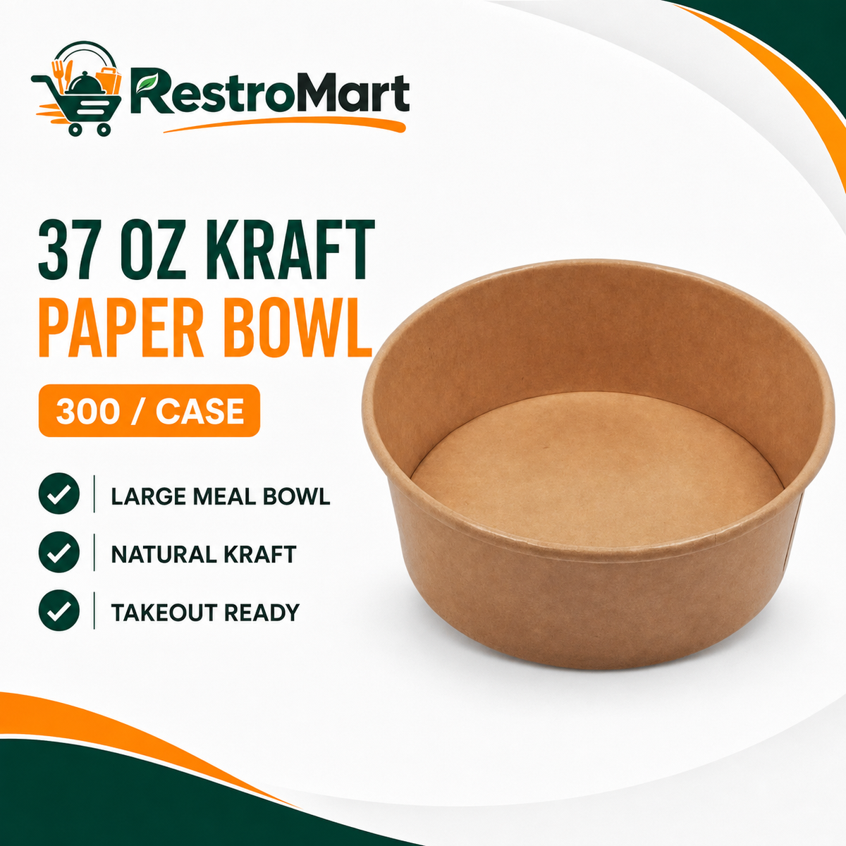 RestroMart 37 oz kraft paper bowl feature graphic