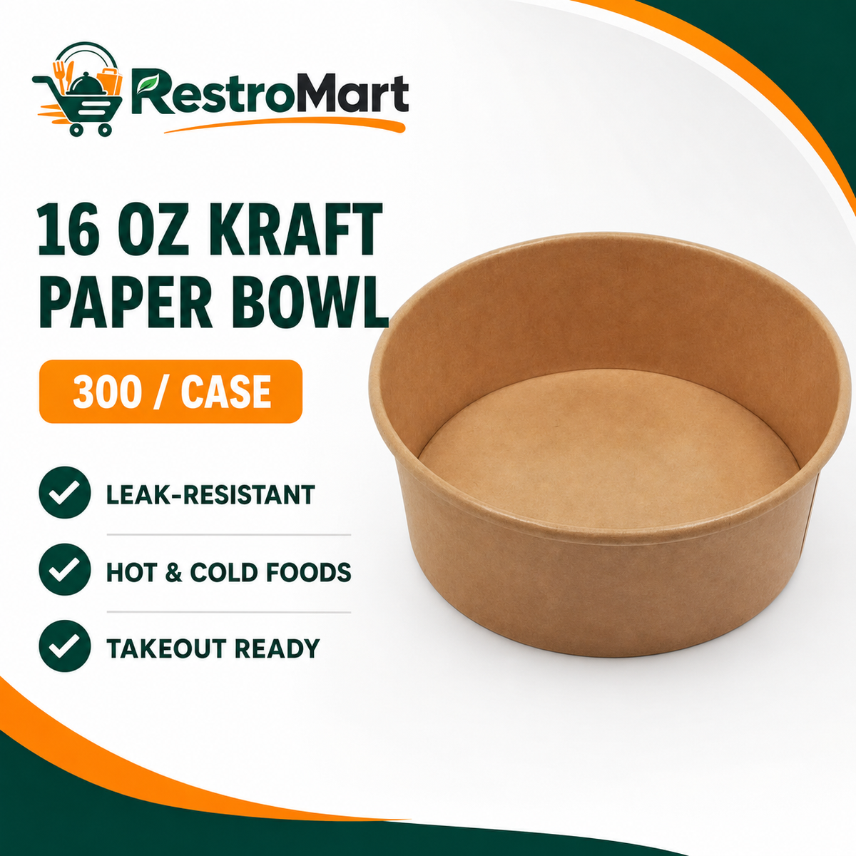 RestroMart 16 oz kraft paper bowl feature graphic