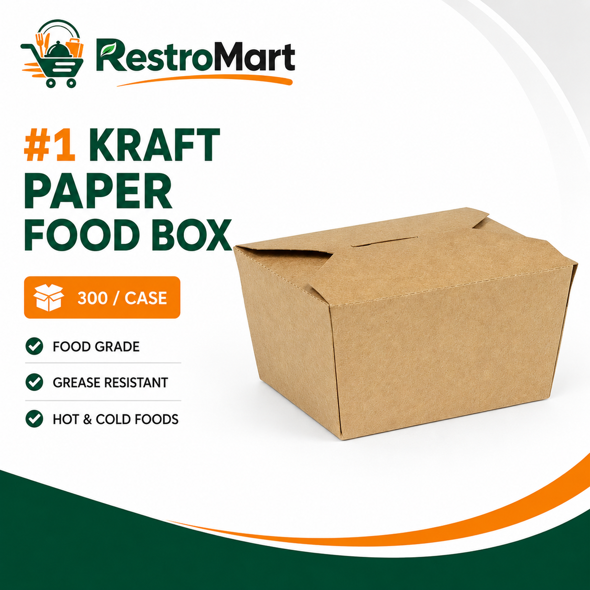#1 kraft paper food box features - 300 per case