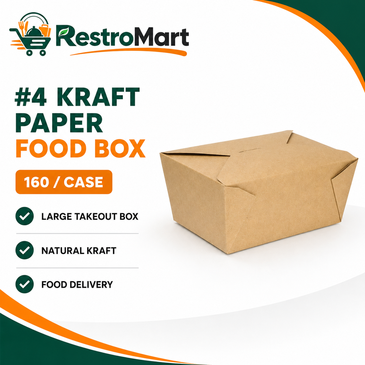 #4 large kraft paper food box features