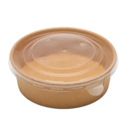 Clear PP lid for 500 to 1000 ml kraft paper round bowls