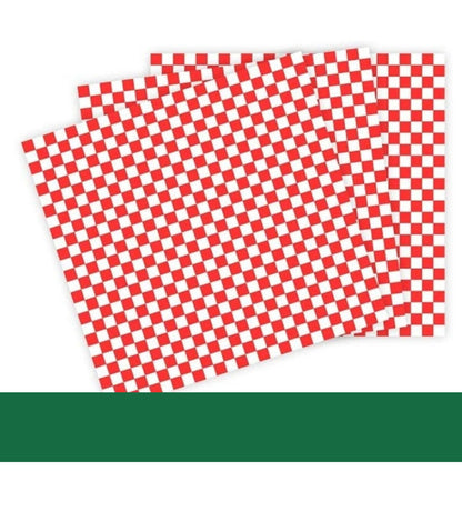 RestroMart product information – 14 × 14 in Red Checker Food Wrap Paper – 1,000/Case