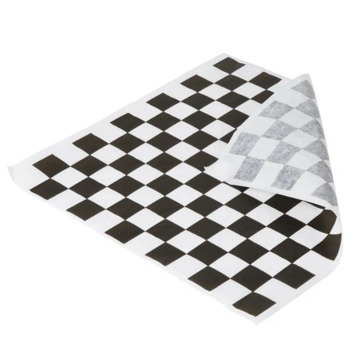 12 × 12 in Black Checker Food Wrap Paper – 1,000/Case – product photo